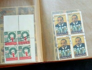US Stamp Collection Blocks Used 48 Blocks (238 Stamps) in Pocket Block File
