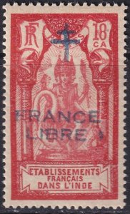 French India 1942 Sc 162 var MH* lean overprint variety