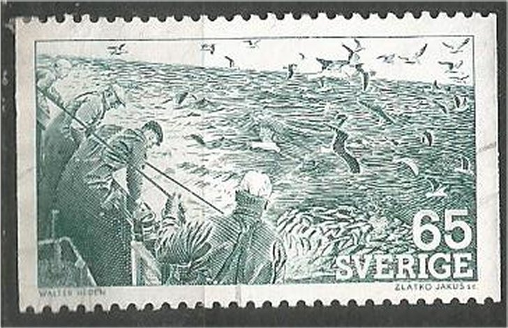 SWEDEN 1974, used, 65o, Seine fishing, Scott 1090