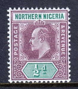 NORTHERN NIGERIA — SCOTT 19 — 1905 ½d KEVII ISSUE, ORD. PAPER — MNH — SCV $27+