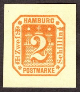 Hamburg Reprint of cut square, 2Sch, Unused