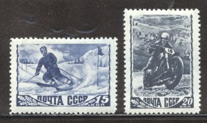 Russia Scott 1253A,1254A Unused LHOG - 1948 Slalom/Motorcyclist - SCV $6.00