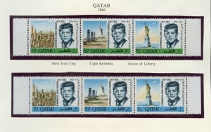 QATAR 1966 SCOTT #102/102A  JOHN F.  KENNEDY MEMORIAL SET MINT NH