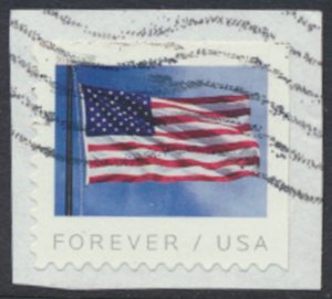 USA Sc# 5343  Used SA on piece top right corner imperf Flag 2019 see details ...