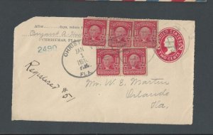 Jan 1 1910 #319g Booklet Pane Prs (2) + 1 Single = 5 On 2c Entire Front Only----