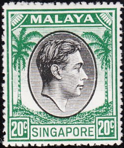 Singapore 1948-52 MH Sc #12a 20c George VI Perf 18