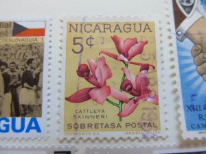 Nicaragua 1962 orchids 5c fine used stamp A11P11F53