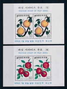 [33777] Korea 1974 Fruits Pear Apple Souvenir Sheet MNH BL.385-86