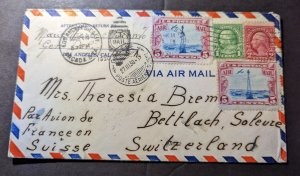 1930 USA Airmail Cover Los Angeles CA to Bettlach Switzerland