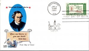 FDC 1961 SC #1144 Fluegel Cachet - Richmond, VA - Single - F75721