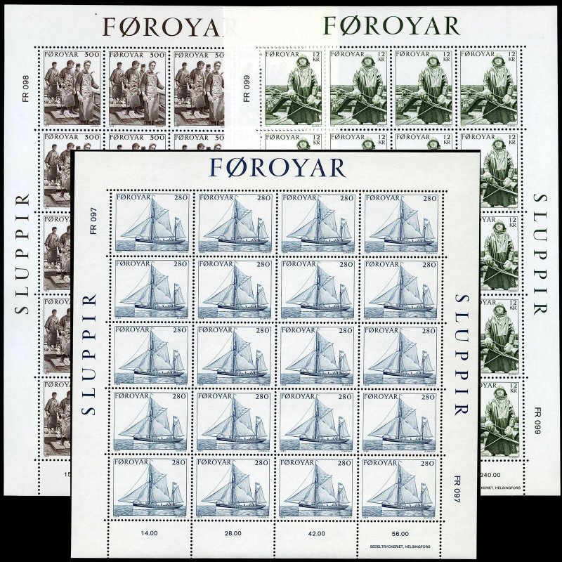 Faroe 112-114 sheets/20,MNH. Fishing industry 1984.Faroese Smack:Fishing boat,