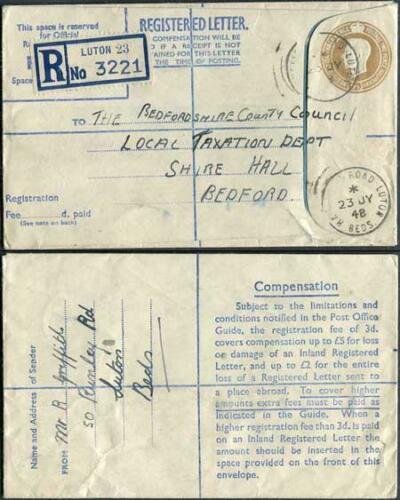 RP64 KGVI 5 1/2d Registered Envelope Size F Blue Lining Used 