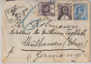 Straits Settlements POSTAL HISTORY: COVER from SINGAPORE  to GERMANY 1908