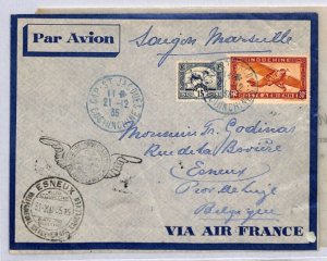 France Colonies INDOCHINA Air Mail Cover *CAP ST JACQUES* CDS Belgium 1935 YF24