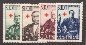 1938 Finland Sc #B27-30 Semi-postal, Red Cross, Historical Figures. MNH Cv$18.95