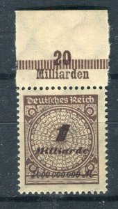 GERMANY; 1923 Aug-Oct Inflation Surcharged MINT MNH 1M. fine SHEET MARGINAL