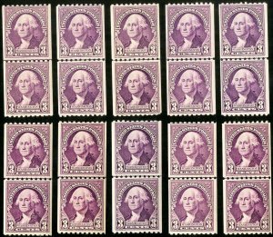 US Stamps # 722 MNH VF Line Pair Fresh Lot of 10 Scott Value $80.00