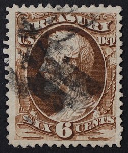 U.S. Used Stamp Scott #O110 6c Treasury Official. VF. Large Margins. Choice!