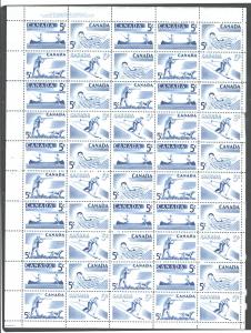 ​CANADA,1957 RECREATION SPORTS,FULL SHEETS (4) #365 - 368