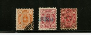 Finland #18, 22, 23 (F940) (3) Coat of Arms issues, Used, F-Vf, CV$92.00