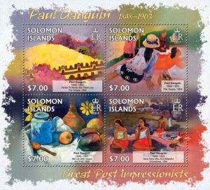 Solomon Islands - Art, Paul Gauguin - 4 Stamp Sheet - 19M-152