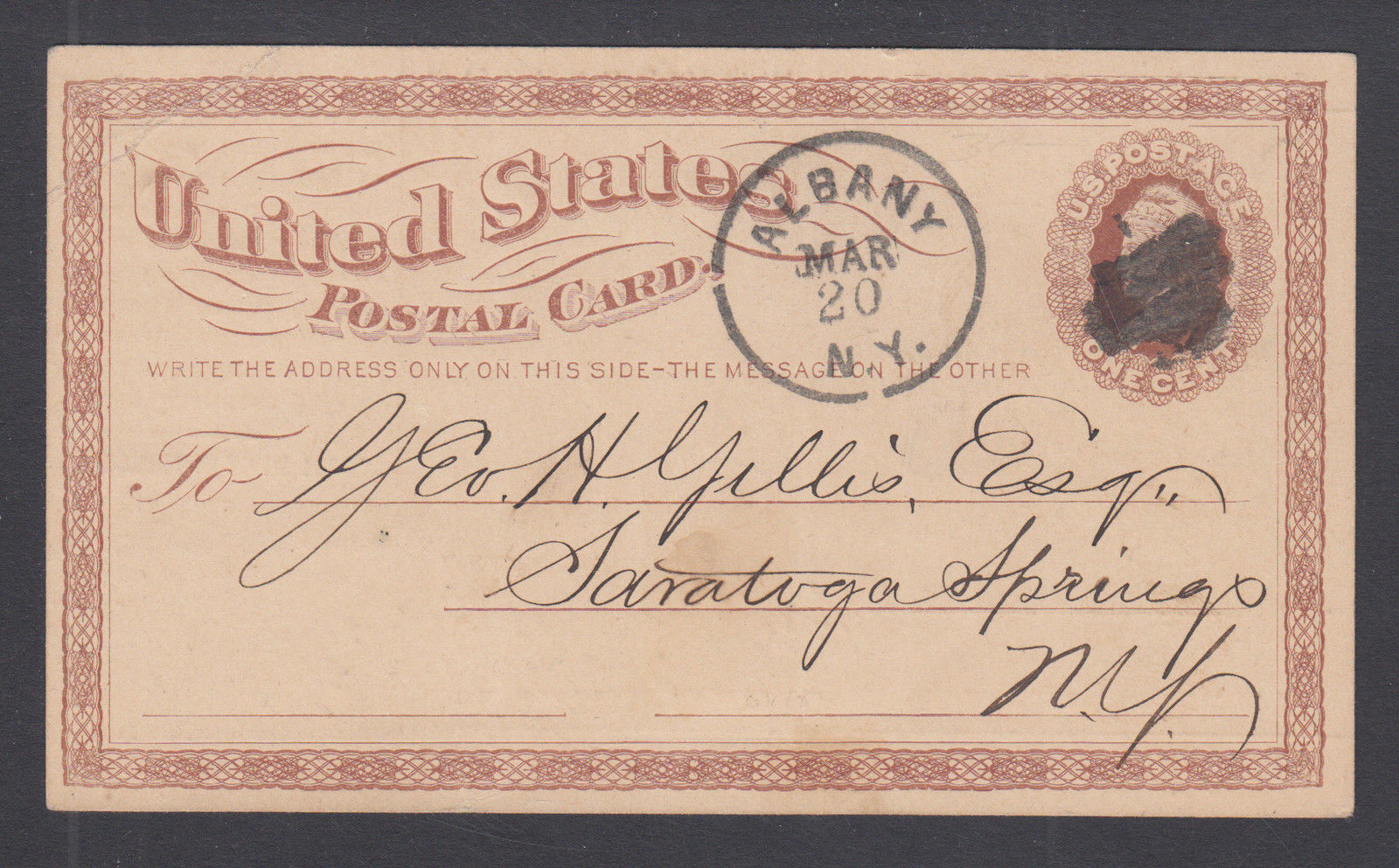 US Sc UX 3 1876 Advertising Postal Card for Charter Oak Life Insurance