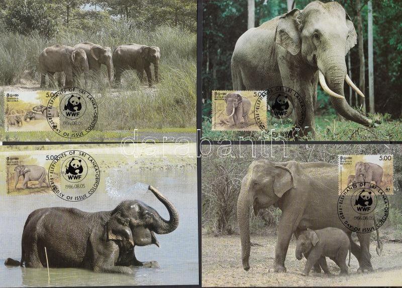 Sri Lanka stamp WWF elephants set on 4 CM Cover 1986 Mi 753-756 WS143115