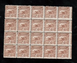 USA #113 Mint Remarkable Block Of Twenty - 17 Never Hinged Stamps Three Hinged