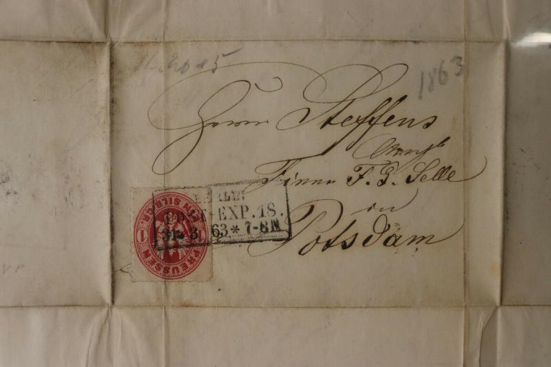 German Prussia #17 1sg cover 1863 folded letter Berlin Potsdam Germany DC