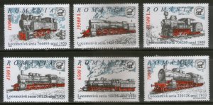 Romania 2002 Railway Locomotives Train Transport Sc 4536-41 6v MNH # 523