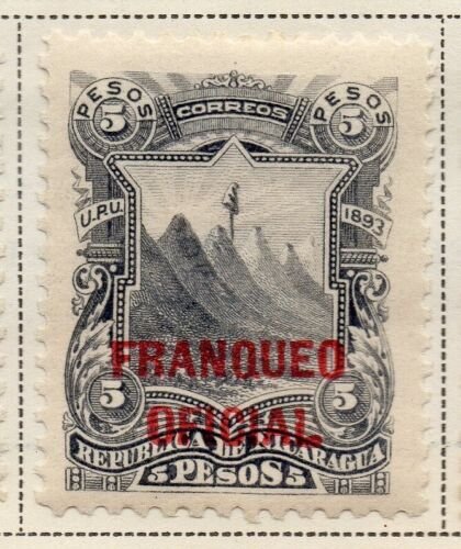 Nicaragua 1893 Early Issue Fine Mint Hinged 5P. Official Optd 323725 