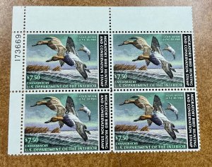 RW49 Duck Stamp plate block VF NH 1982   SELLING BELOW FACE