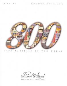 Siegel: Sale # 800  -  Rarities of the World, Siegel Sale...