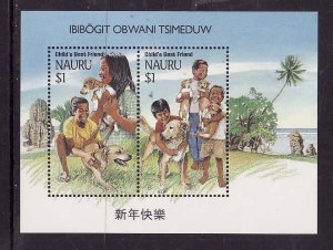 Nauru-Sc#409b- id8-Unused NH sheet-Child's Best Friend-Dogs-1994-