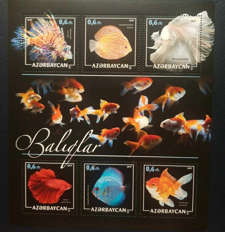 O) 2017 AZERBAIJAN, FISH - LIONFISH - PTEROIS, SYMPHYSODON, BETTA, CARASSIUD - B 