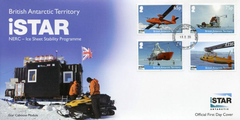 British Antarctic Territory BAT 2014 FDC iSTAR NERC 4v Set Cover Ice Sheet Stab