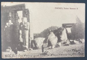 1906 Alexandria Egypt French PO RPPC Postcard Cover To Madrid Spain Ramses Statu