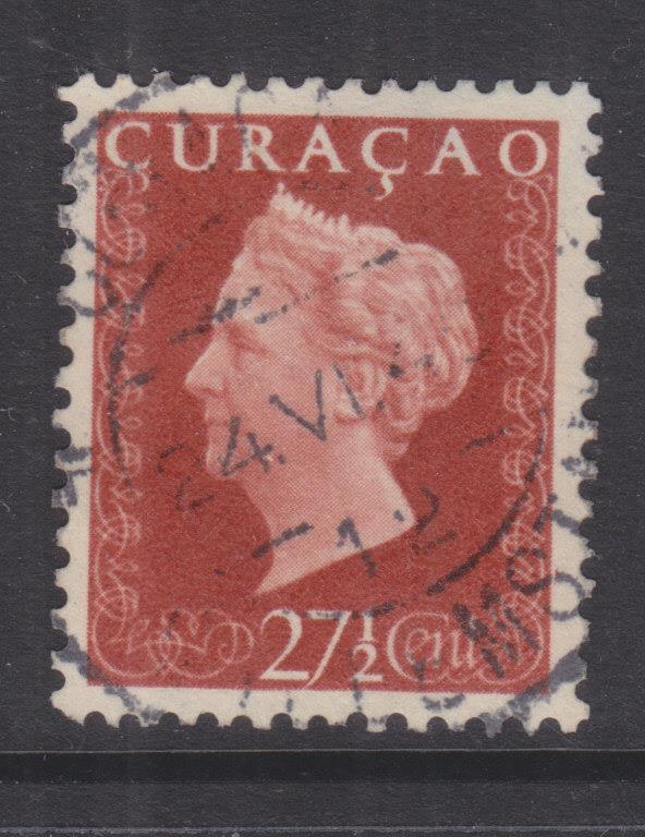 CURACAO, 1948 Wilhelmina 27 1/2c. Orange Brown, used.