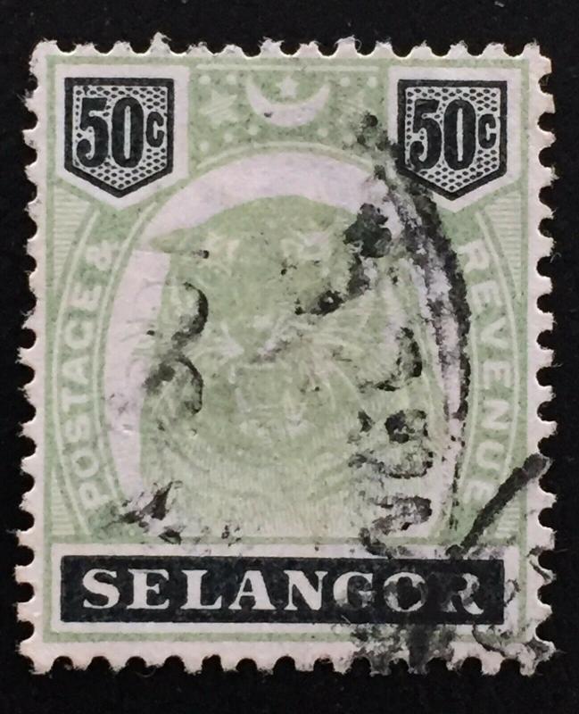 Malaya 1898 Selangor Tiger 50c Used SG#60 CV£130 M2194
