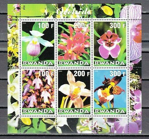 Rwanda, 2000 Cinderella issue. Various Orchids sheet of 6. 