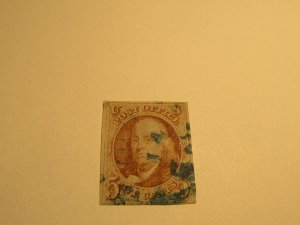 US Stamp, Scott #1b 1847 5c Franklin Used Orange Brown w/Certificate SCV $825.00