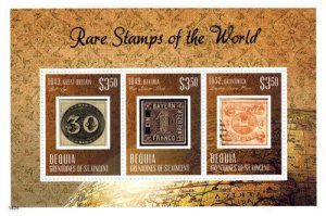 BEQUIA 2014 - RARE STAMPS OF THE WORLD: BERMUDA - SHEET OF 3 STAMPS - MNH