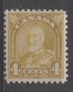 Canada #168 4c Pl Yellow Bis King George V 1930-35 Arch Issue Dp Cream VF-80 NH