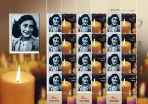 ISRAEL 2014 - 2015 HOLOCAUST ANNE FRANK SHEET MNH 