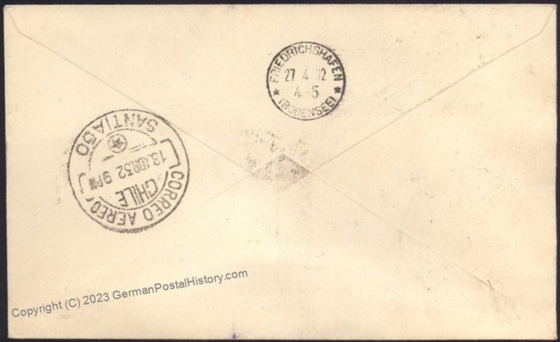 Chile 1932 Graf Zeppelin 3rd South America Flight SAF Mi240D Cover Santia 110730