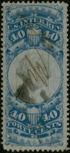 #114 40¢ USED 1871 2ND ISSUE REVENUE, XF+ BP6334