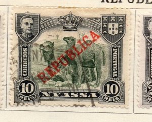 Nyassa 1911 Early Issue Fine Used 10r. Republica Optd NW-265413