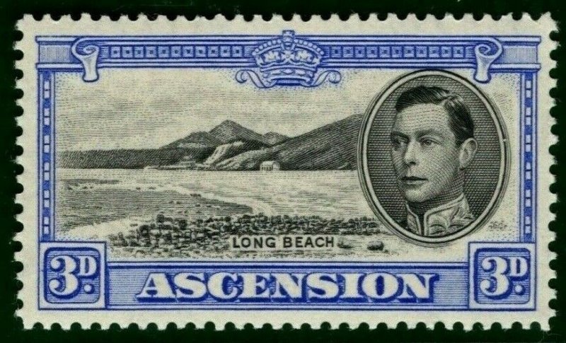 ASCENSION KGVI Stamp SG.42 3d p13½ Very Fine Fresh VLMM 1938 Cat £100 BLBLUE149