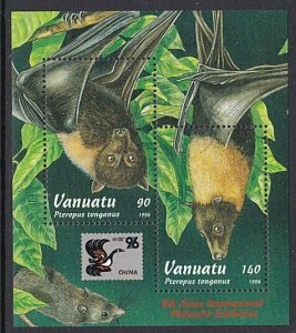 VANUATU 1996 Bats / China Exhibition souvenir sheet fine used x 5..........A270b