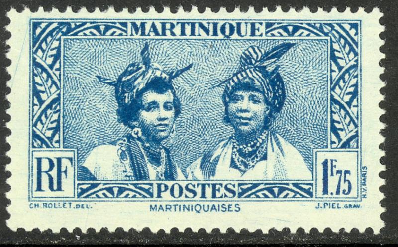 MARTINIQUE 1933-40 1.75fr Martinique Women Pictorial Sc 165 MVLH